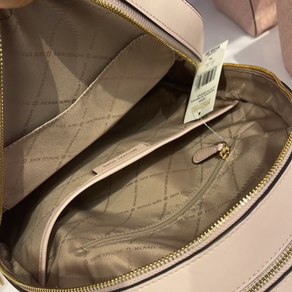 Michael Kors Jaycee Large Zip Pocket Backpack Dark Powder Blush - Picture 10 of 16